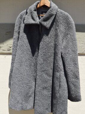 Alpaca 111 Suri Alpaca Wool Shaggy Long Hair Fur Coat Jacket Gray Large L Peru